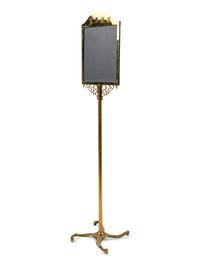 An American Cast Brass and Chalkboard Menu Stand