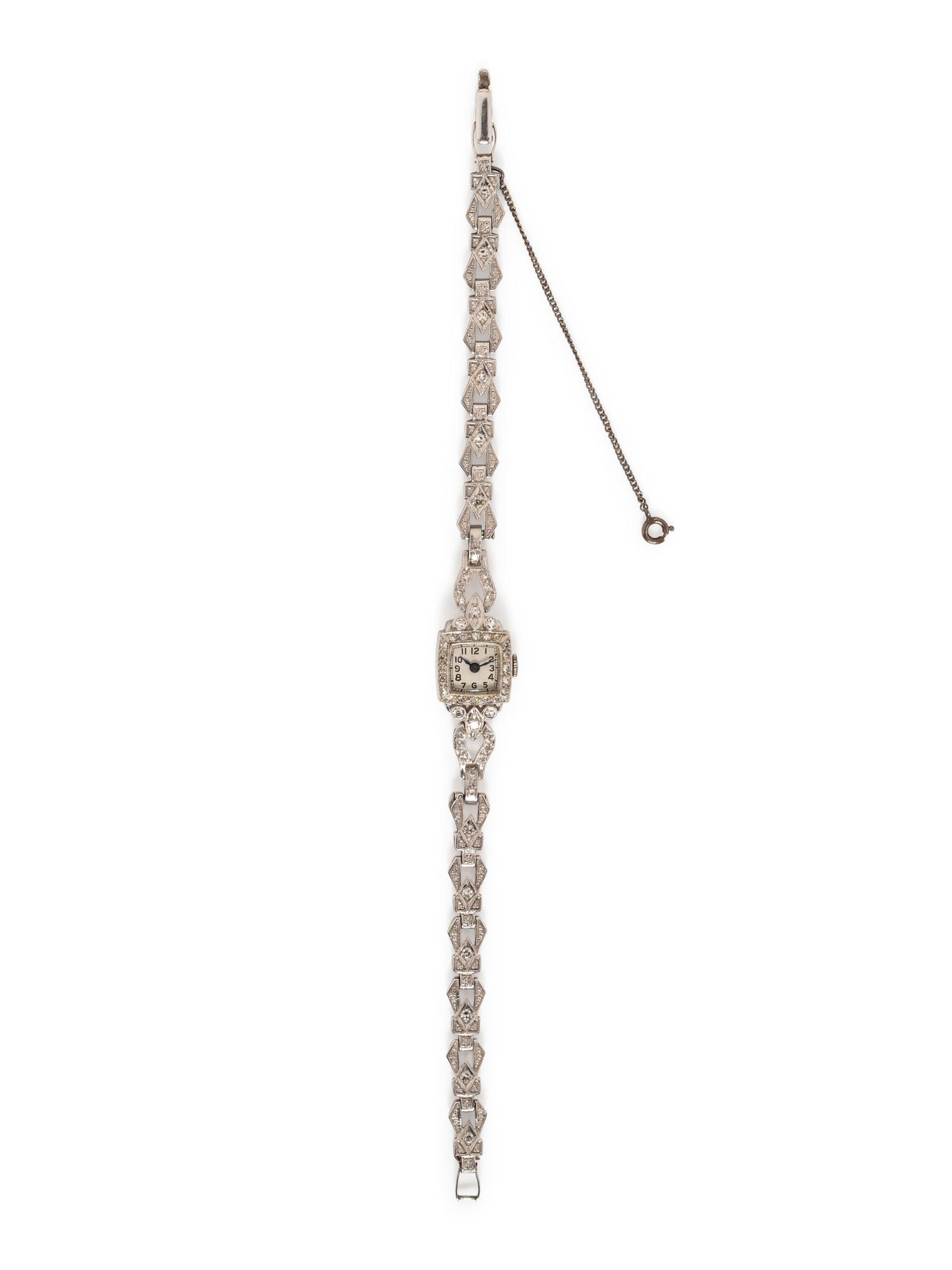 A Platinum, White Gold and Diamond Wristwatch,