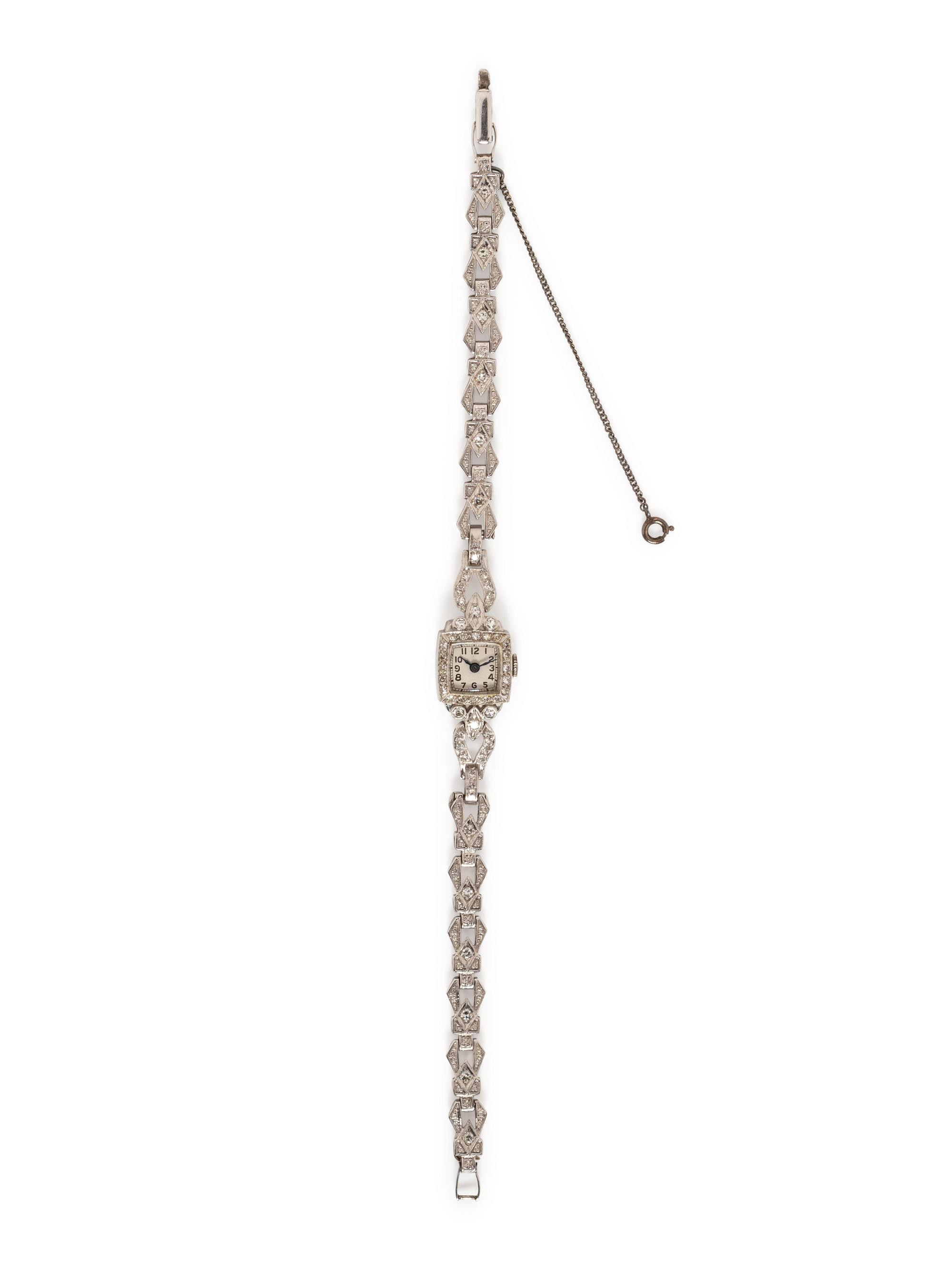 A Platinum, White Gold and Diamond Wristwatch,