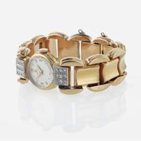 A diamond and gold watch, Omega Retro