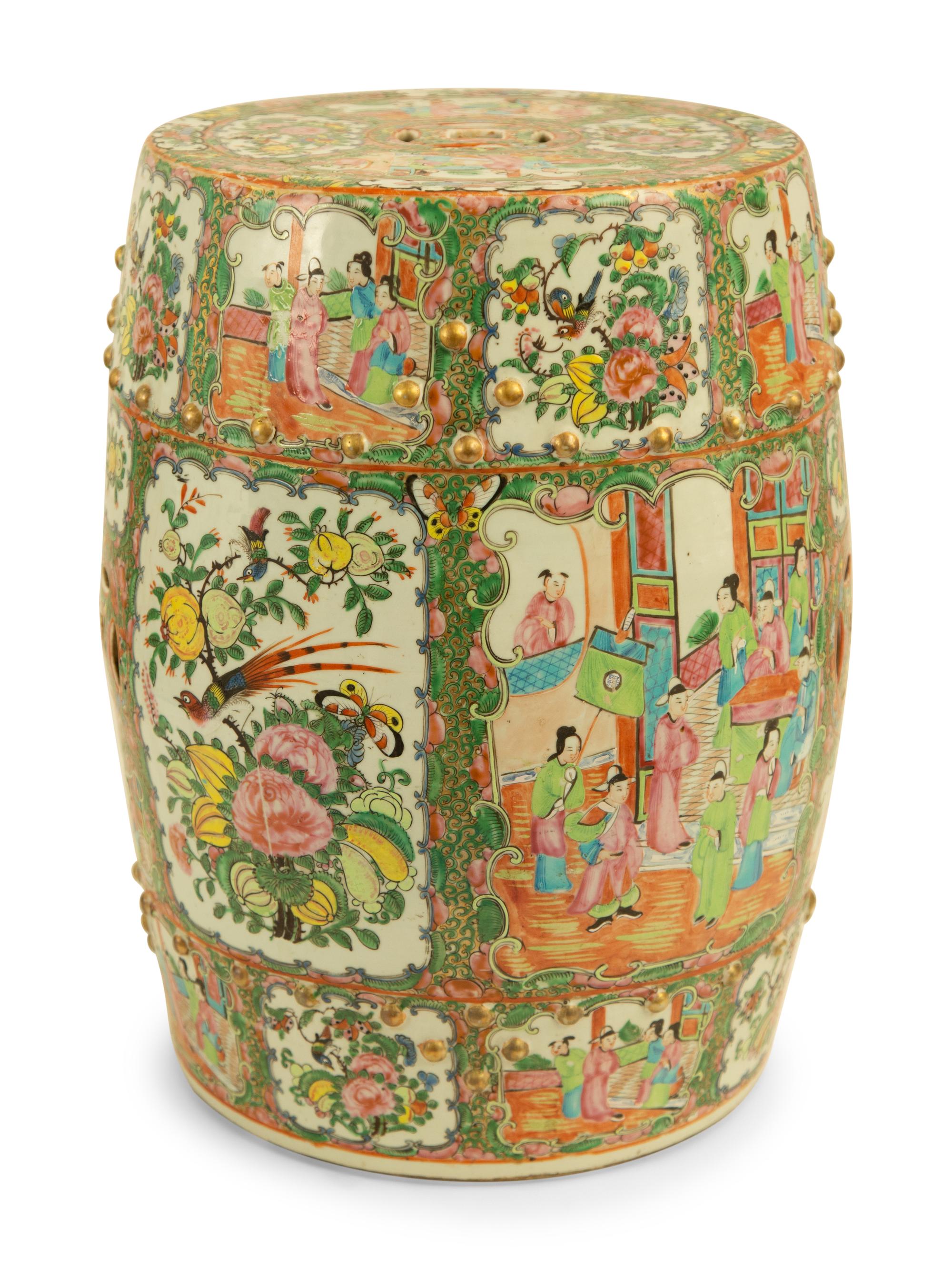 A Chinese Rose Medallion Porcelain Garden Seat