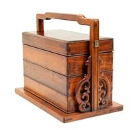 A Huanghuali Three-Tiered Picnic Box and Cover, Tihe Height 10 inches. — 20TH CENTURY