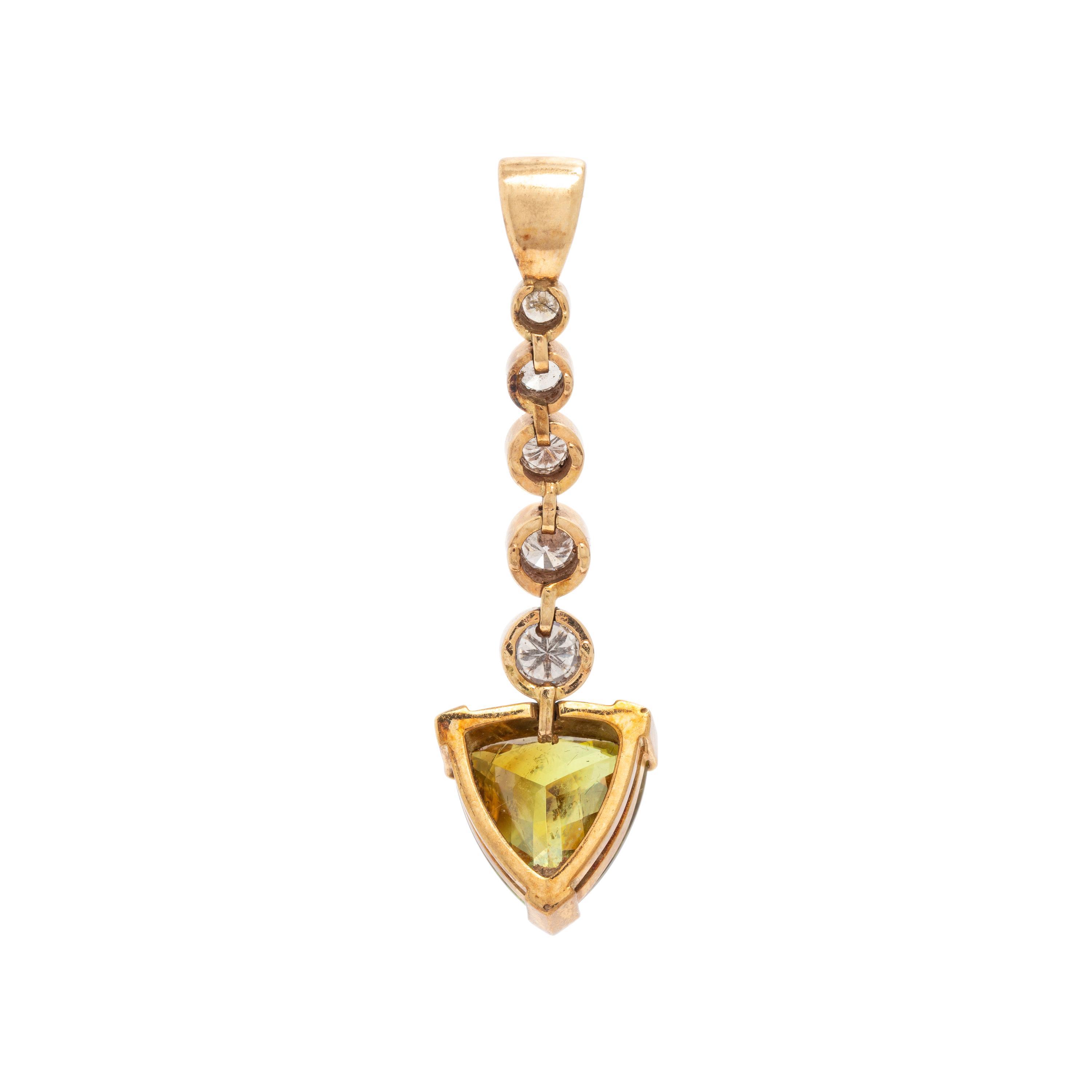 Collection of Sphene, Diamond, and Yellow Gold Jewelry