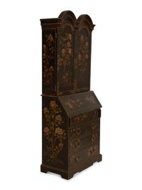 A George III Style Black Lacquer Secretary Bookcase — 19th Century