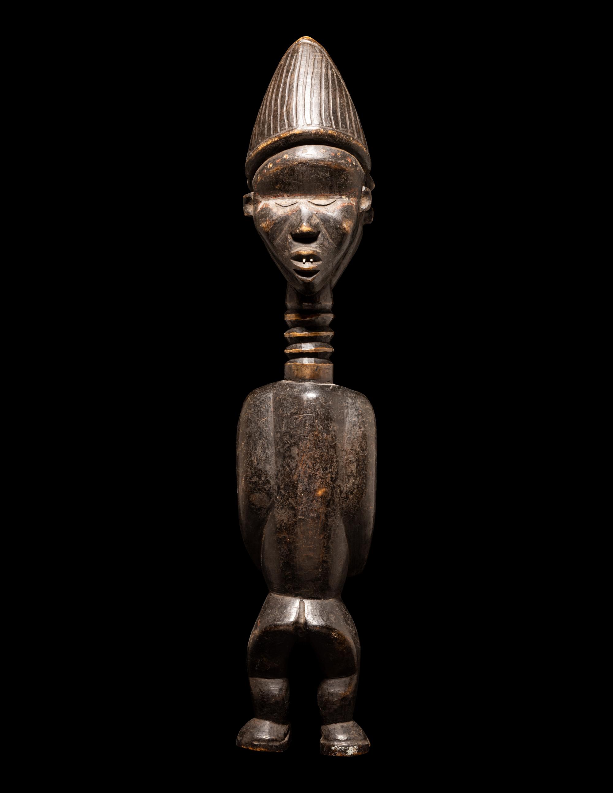 A Baule Wood Janus-Headed Figure