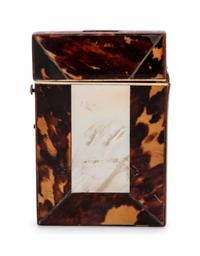 An English Tortoise Shell and Mother-of-Pearl Mounted Card Case