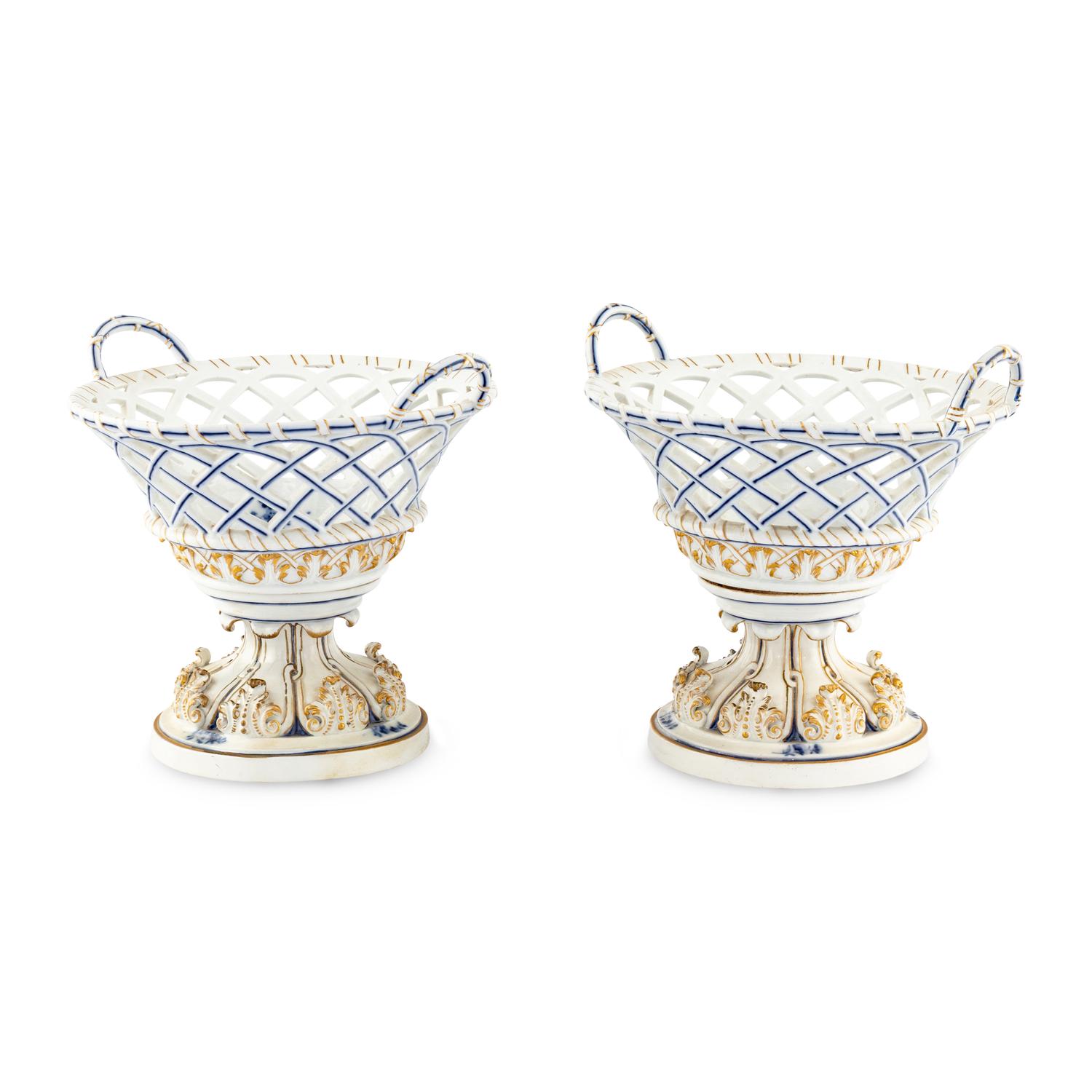 A Pair of German Porcelain Baskets