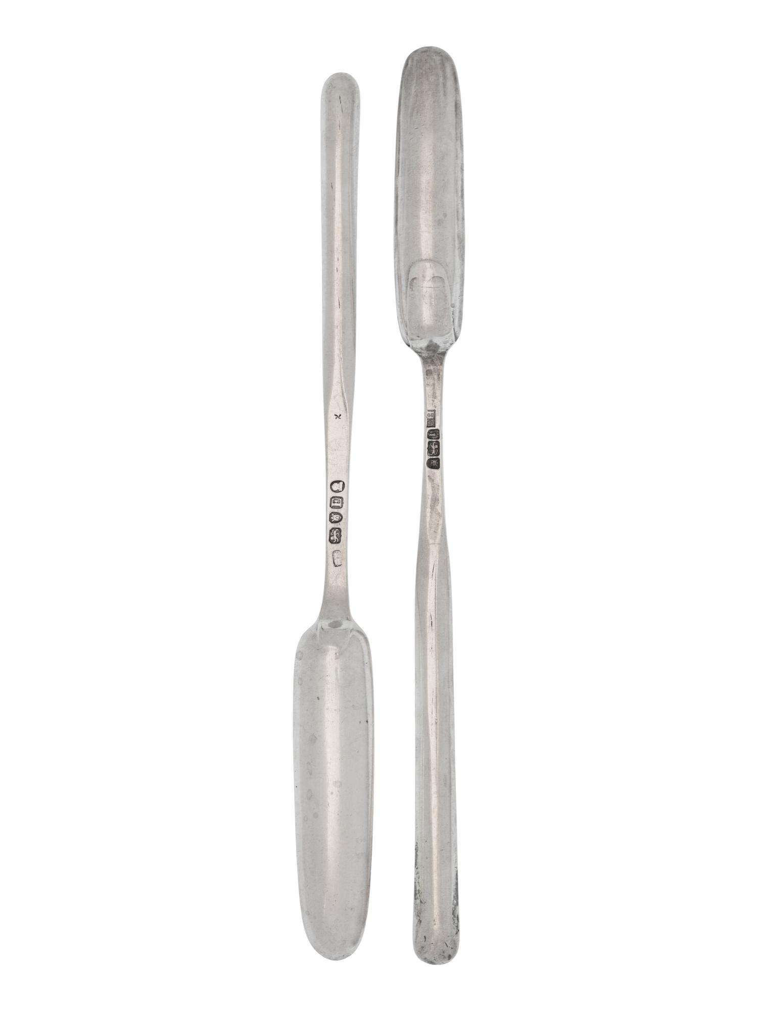 Two George III Silver Marrow Scoops