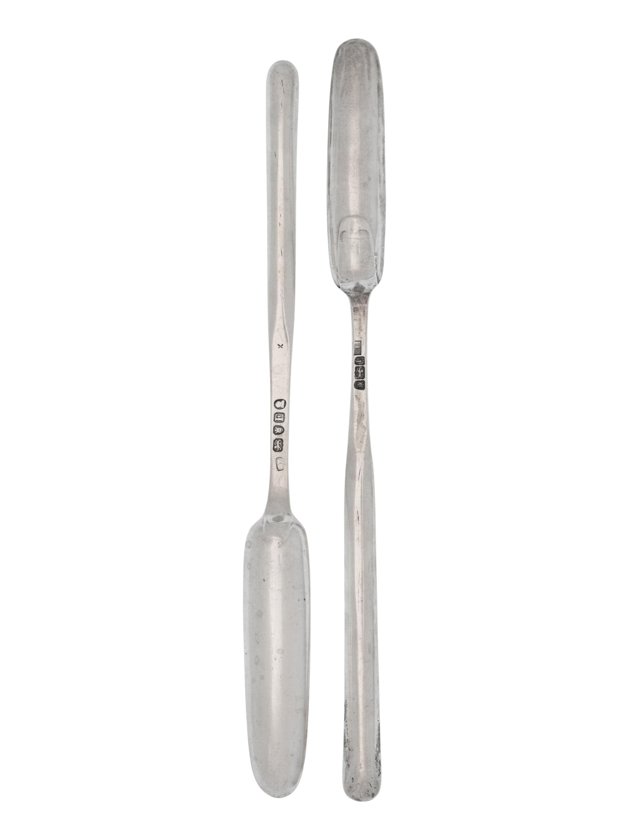 Two George III Silver Marrow Scoops