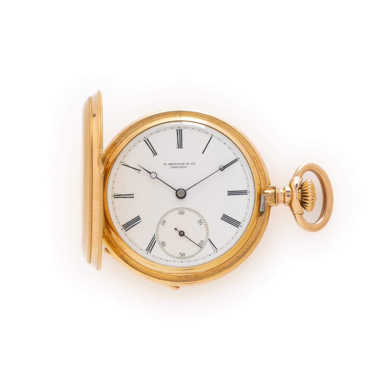 PATEK PHILIPPE FOR N. MATSON & CO. CHICAGO, 18K YELLOW GOLD HUNTER CASE POCKET WATCH, CIRCA 1881