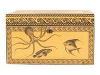 A Large Decoupaged Locking Document Box and a Painted Collaged Writing Box