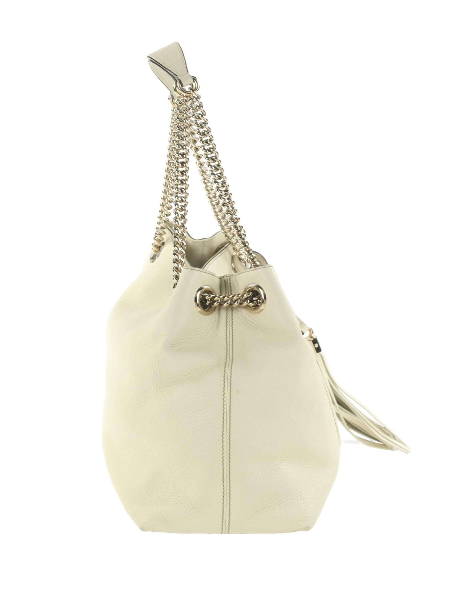 Gucci Soho Chain Tote Bag in White