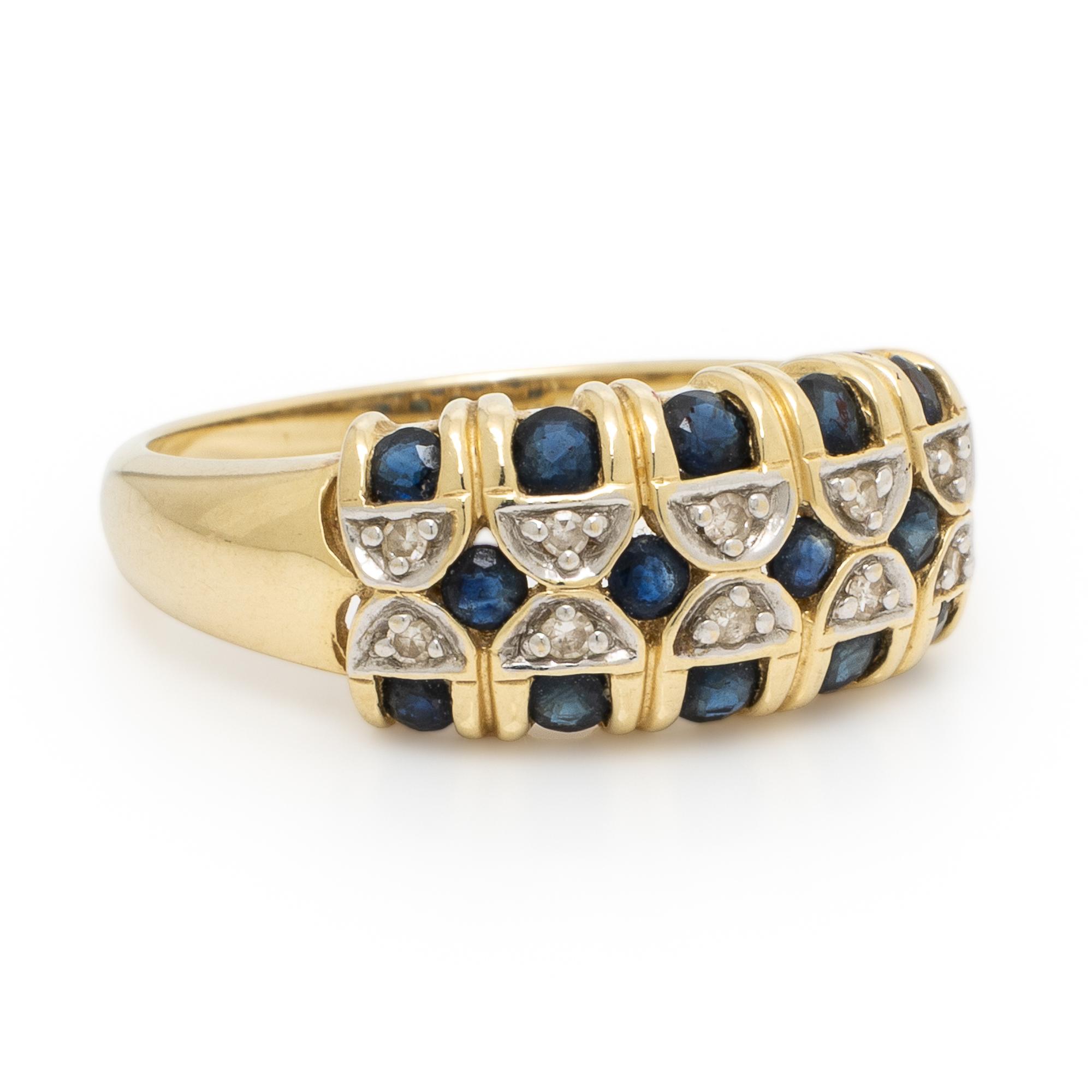 Yellow Gold, Sapphire, and Diamond Ring