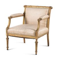 A Louis XVI Style Giltwood Armchair