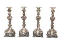 A Set of Four German Silver Candlesticks