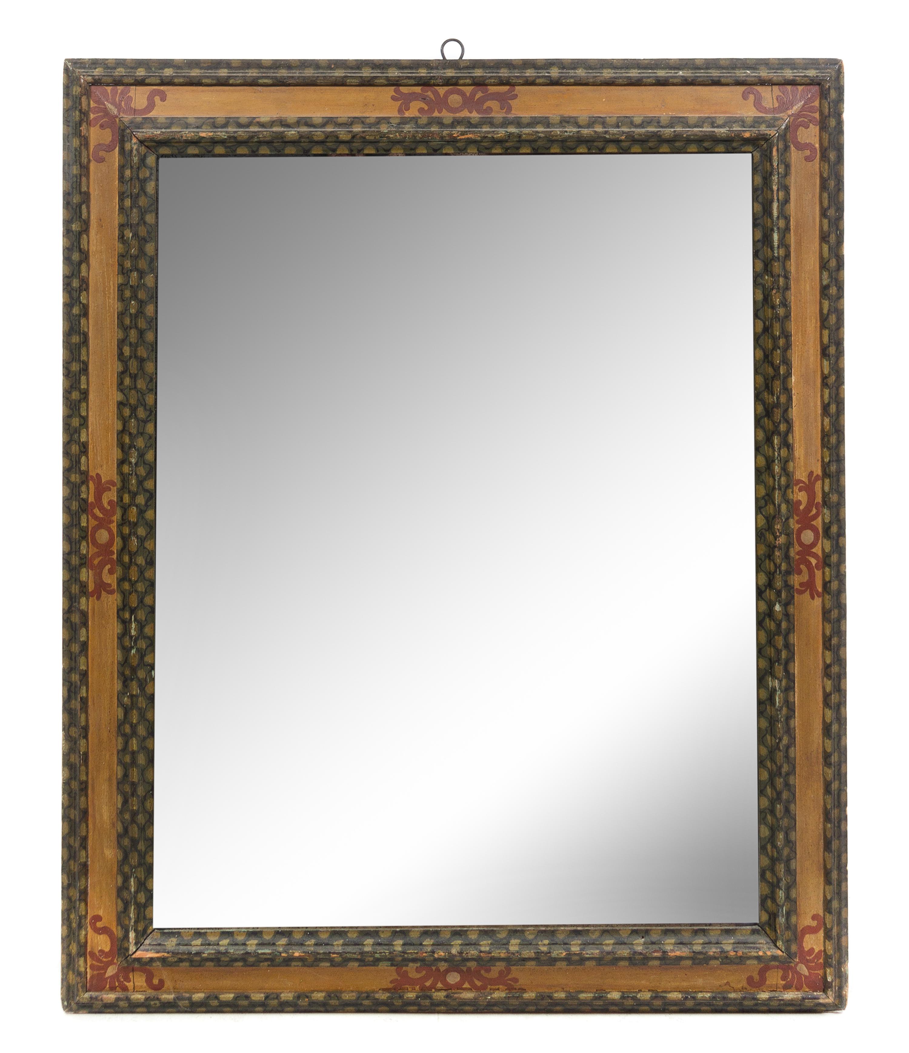 An Italian Style Painted Mirror Height 45 x width 37 1/2 inches. — LATE 19TH/EARLY 20TH CENTURY
