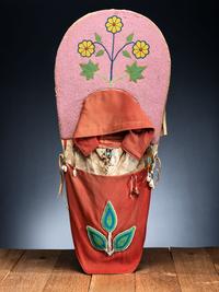 Nez Perce Child's Beaded Hide Cradle