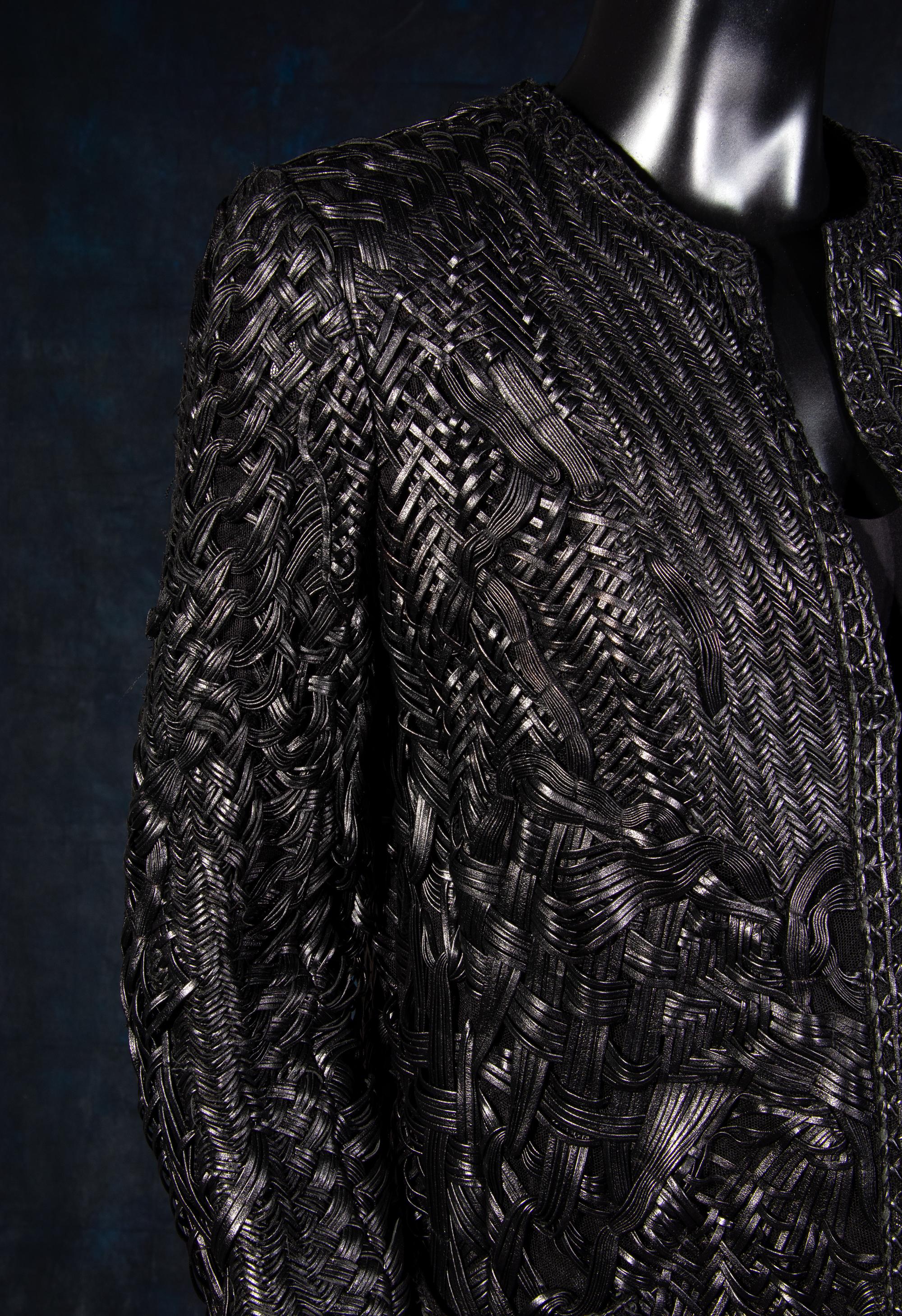 Chado Ralph Rucci Braided and Woven Leather Jacket