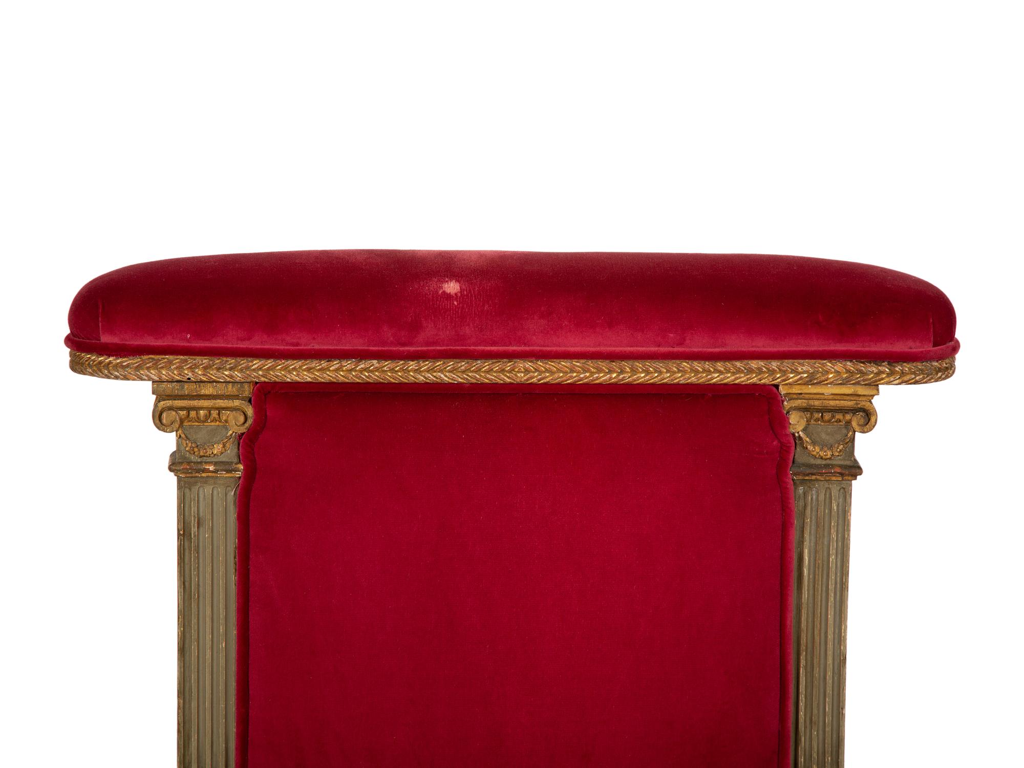 A Pair of Louis XVI Style Painted and Parcel Gilt Chauffeuses