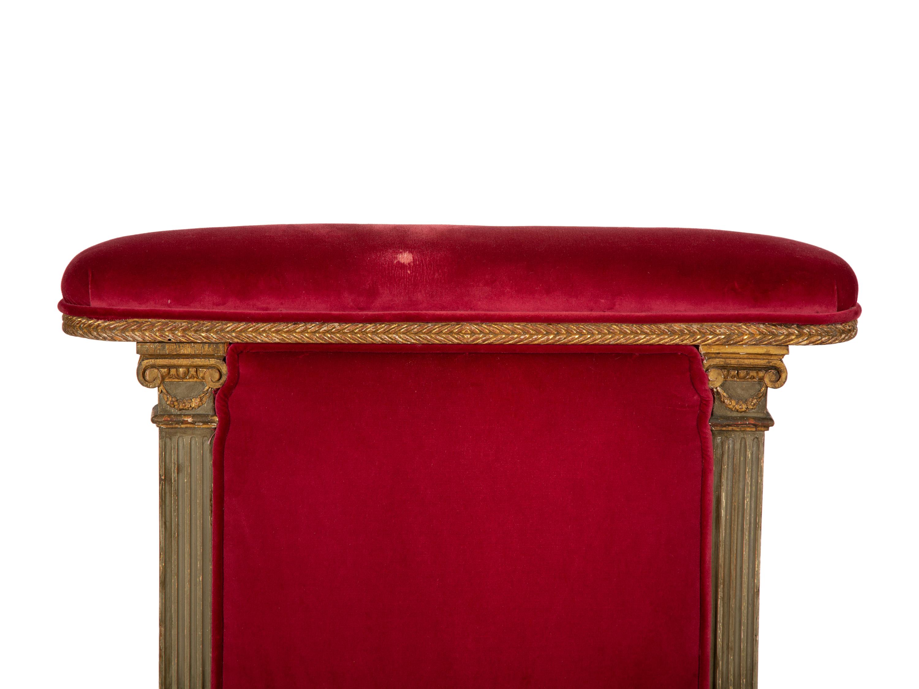 A Pair of Louis XVI Style Painted and Parcel Gilt Chauffeuses