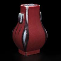 A Chinese flambé-glazed vase, Fanghu 窑变釉方壶 Guangxu six-character incised mark and of the period ??????? ???