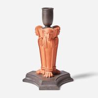 A Wedgwood Black Basalt and Rosso Antico Egyptian Revival Sphinx Monopodia Candleholder UK, early 19th century