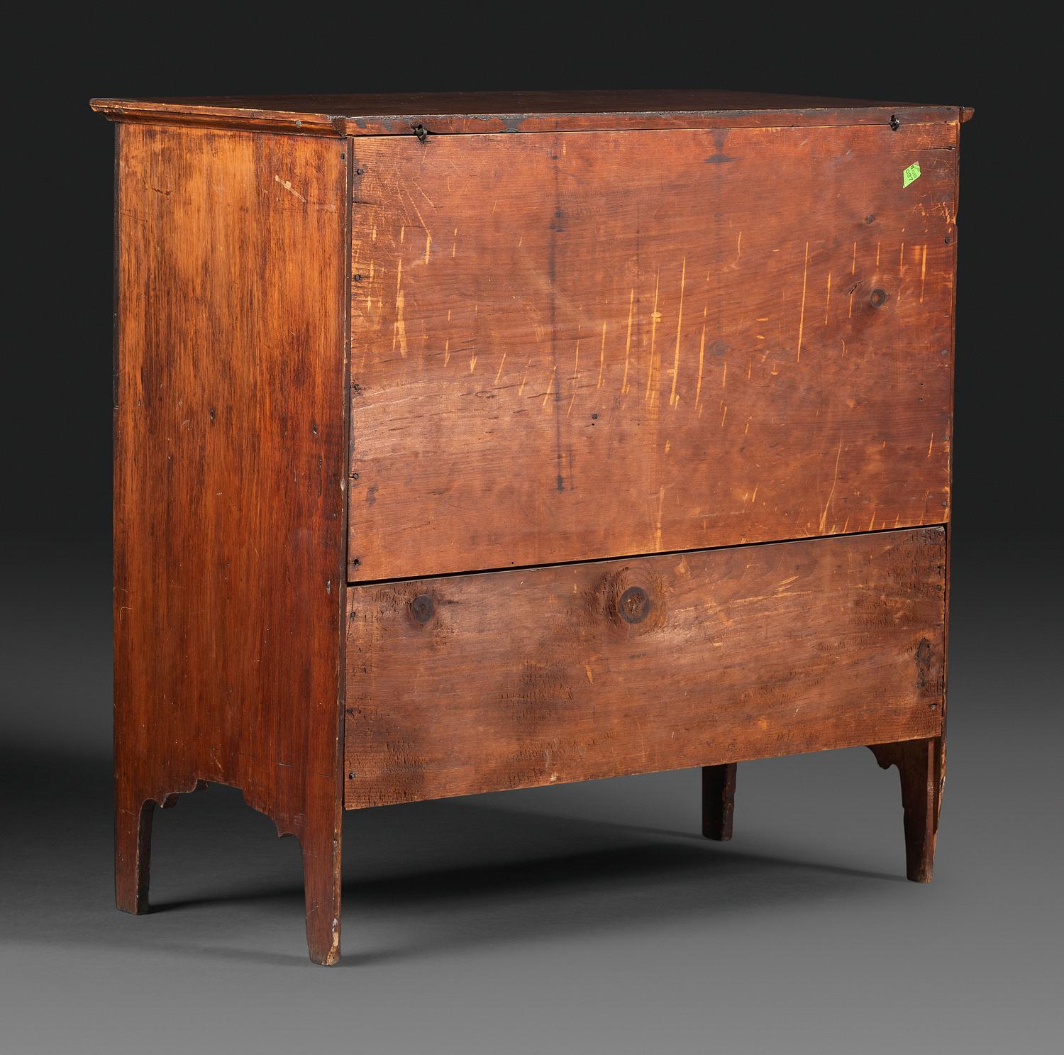 A Country Federal Brown-Stained Pine Two-Drawer Blanket Chest
