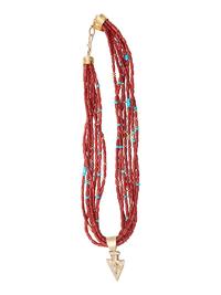 Multi-strand Coral Necklace, with 14K Gold Arrowhead Pendant