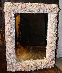 A Grotto Style Shell Decorated Mirror Height 40 x width 30 inches. — 20TH CENTURY