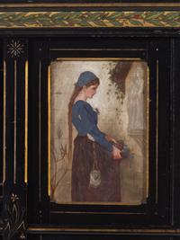 An English Aesthetic Movement Ebonized and Hand-Painted Cabinet