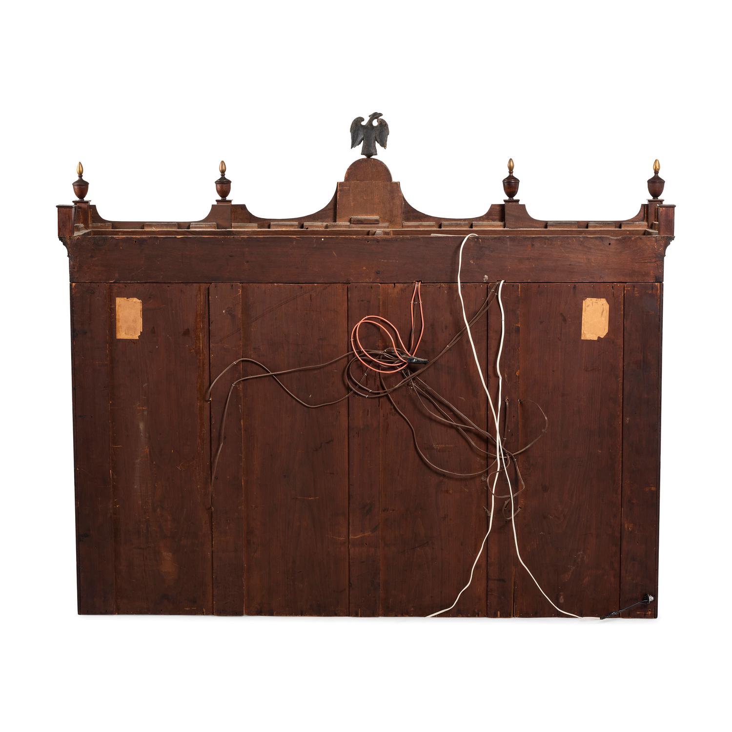 A Federal Parcel Gilt Mahogany, Holly and Ebony Breakfront Gentleman's Desk-and-Bookcase