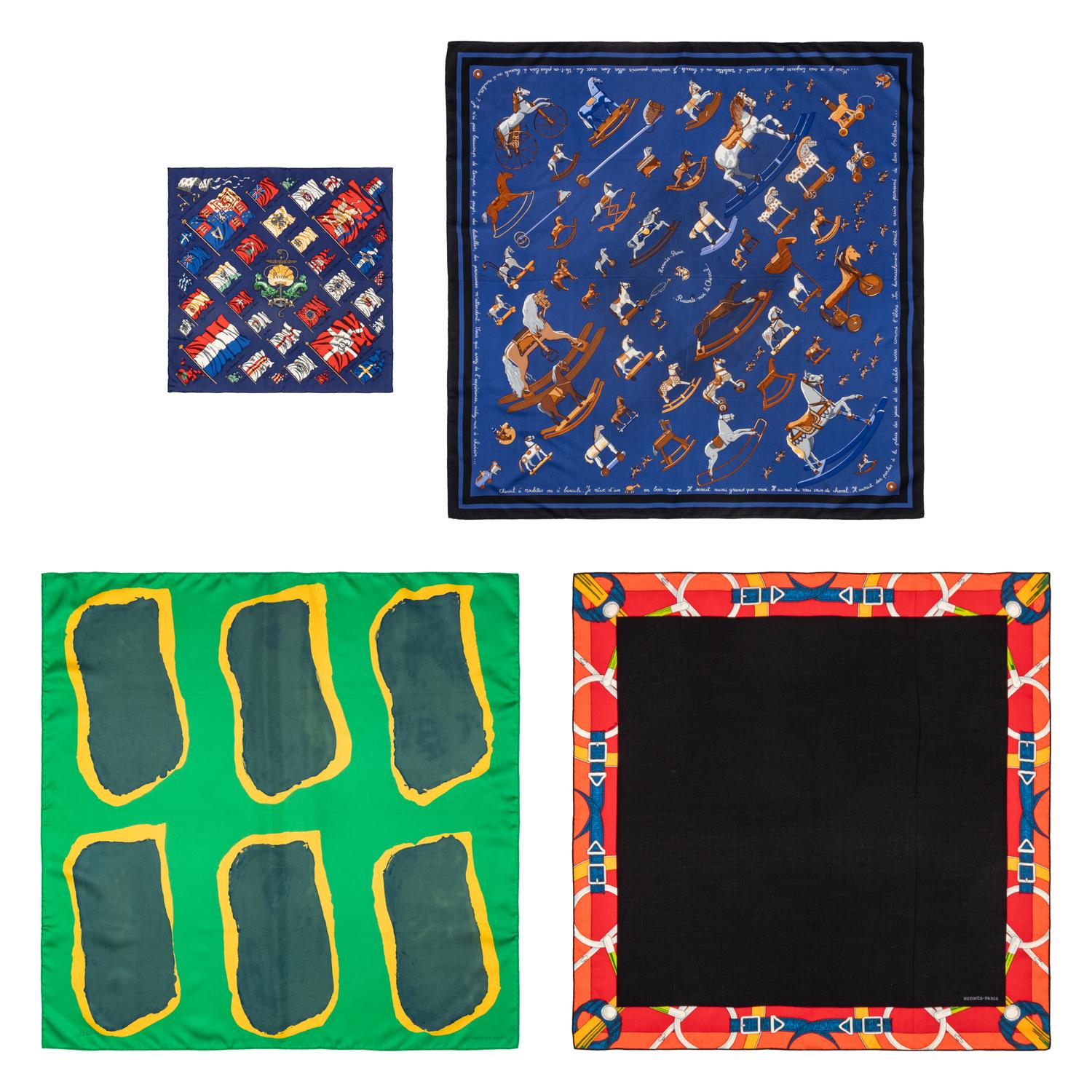 Hermès, Three Scarves & One Handkerchief