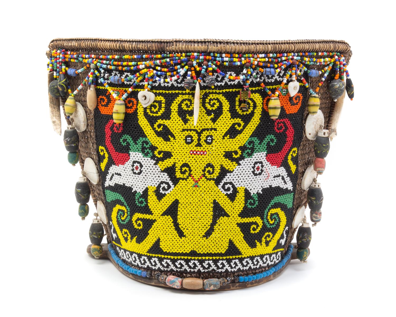 An Indonesian Beaded Baby Carrier, Dayak Width 17 inches. — 20TH CENTURY, KALIMANTAN