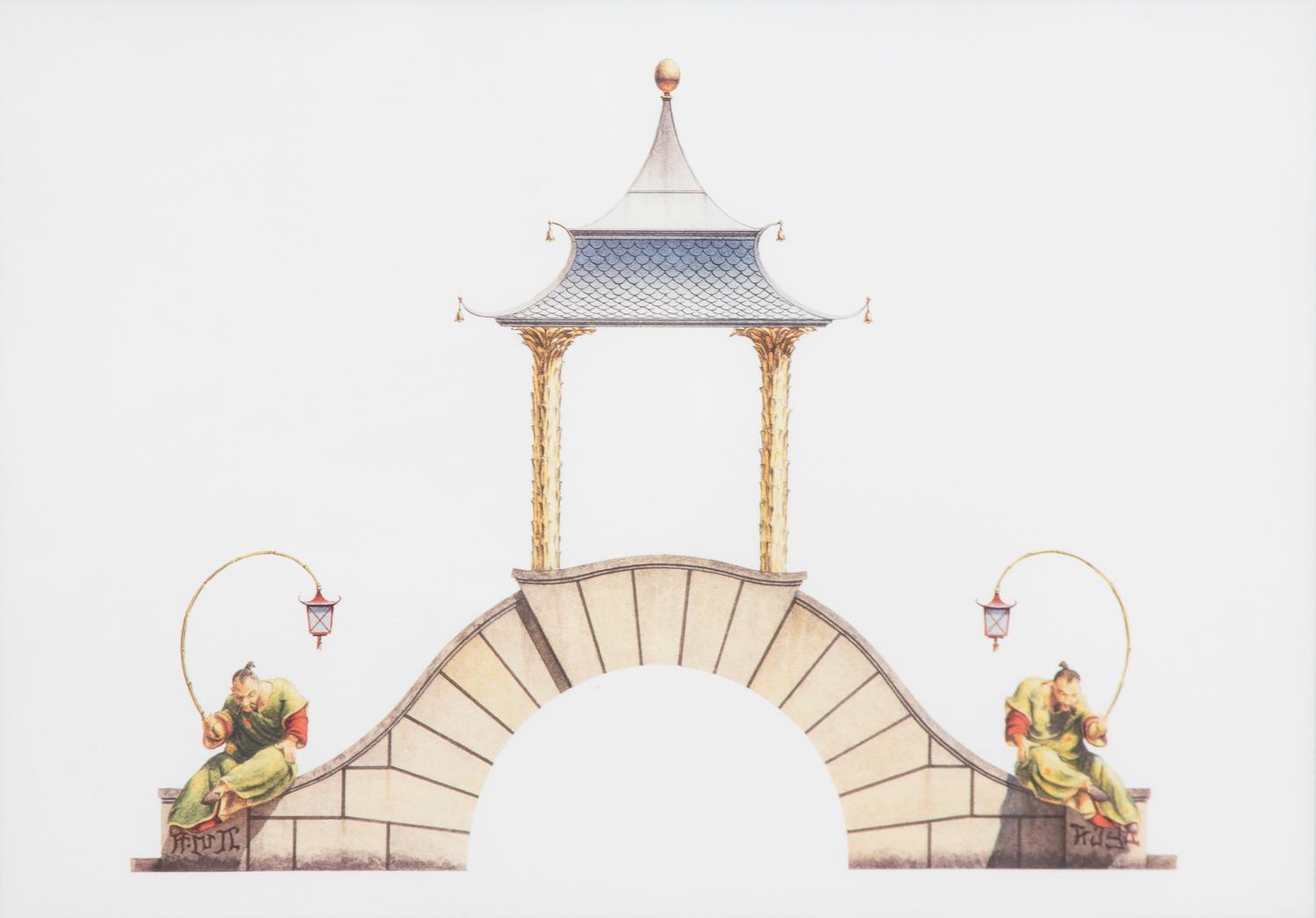 A Group of Gilt Framed Color Reproductions of Dams & Zega's Watercolors Chinoiseries Framed 13 5/8 x 17 1/2 inches. — 20TH CENTURY