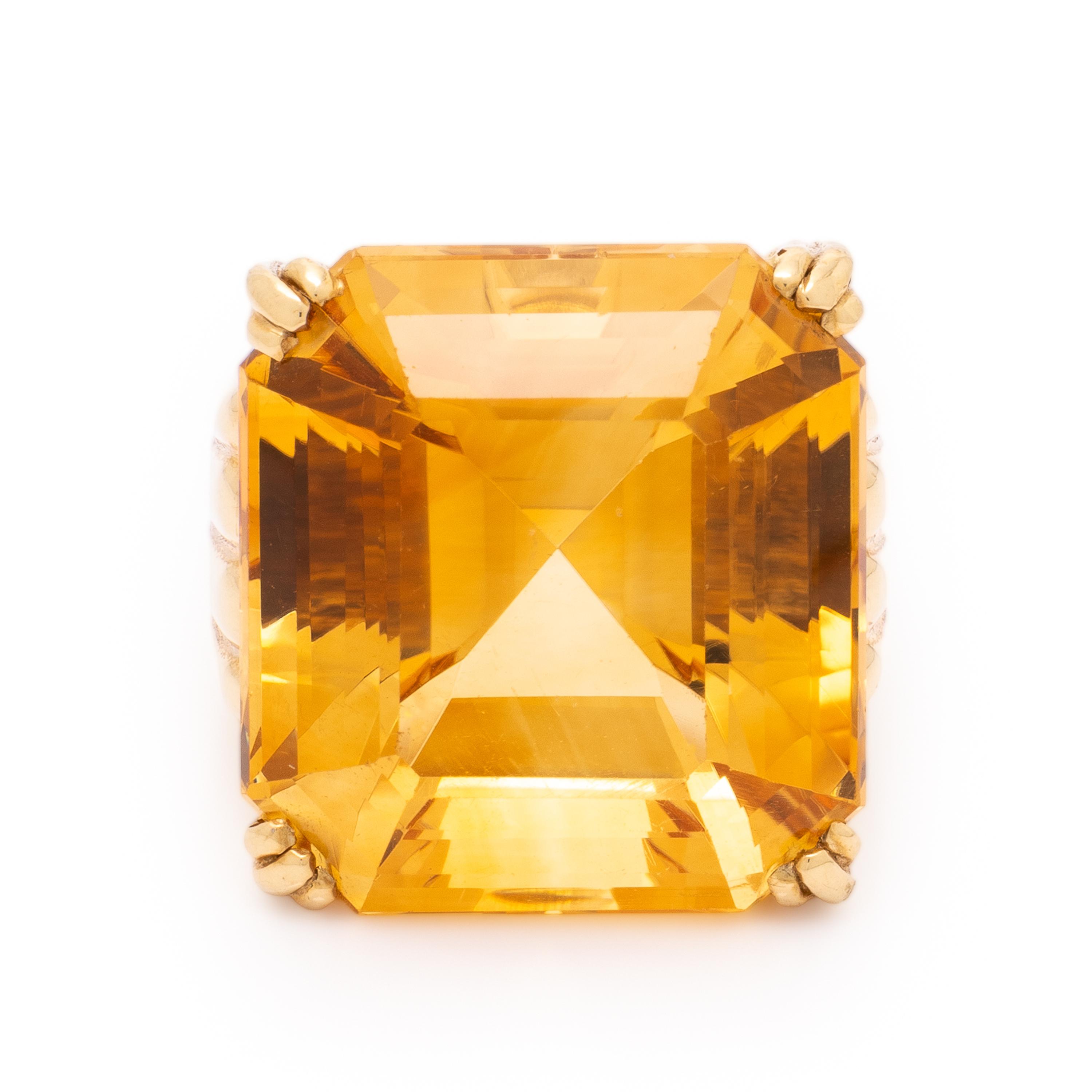 British, Citrine and Yellow Gold Ring