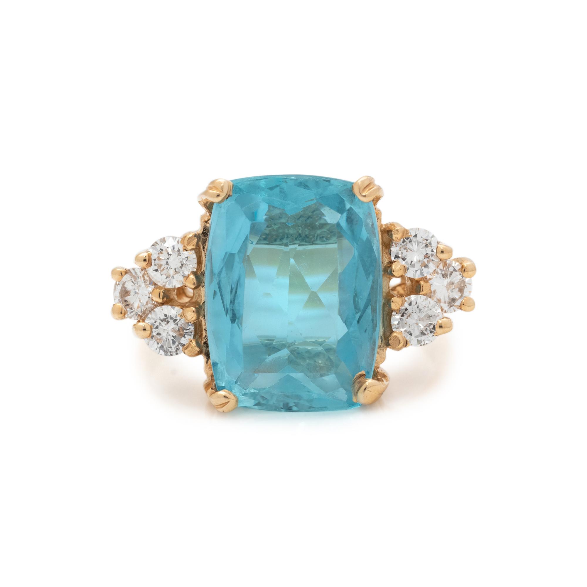 AQUAMARINE AND DIAMOND RING