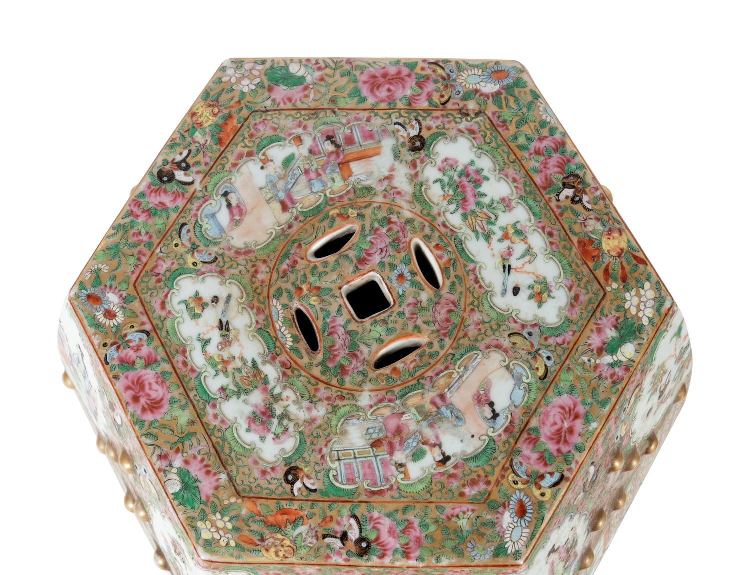 A Pair of Chinese Export Famille Rose Porcelain Garden Stools