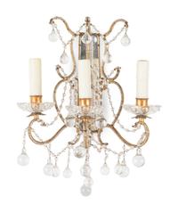 A Pair of Beaded Three-Light Sconces