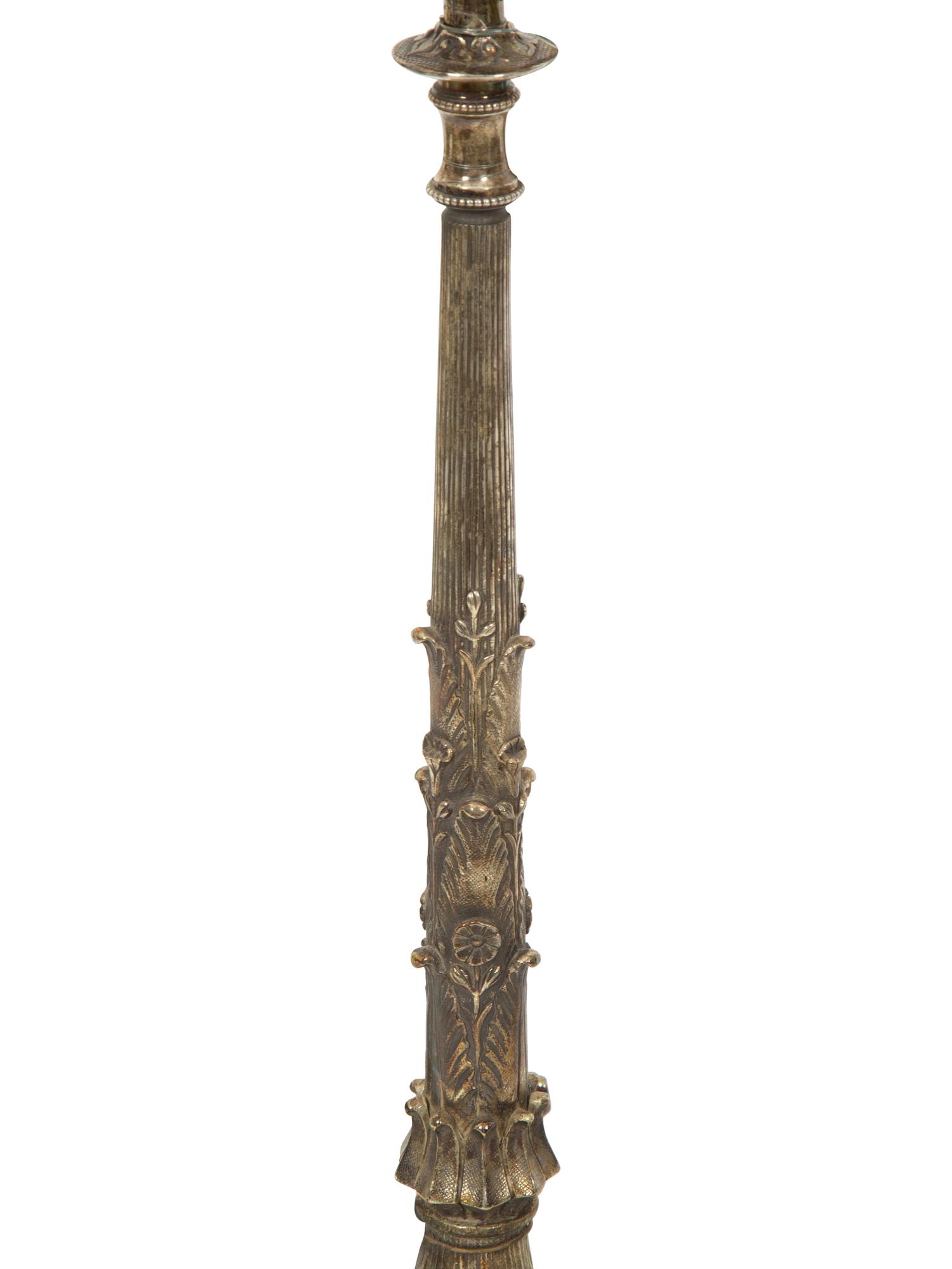 A Pair of Grand Tour Silvered Bronze Candelabra Mounted as Lamps