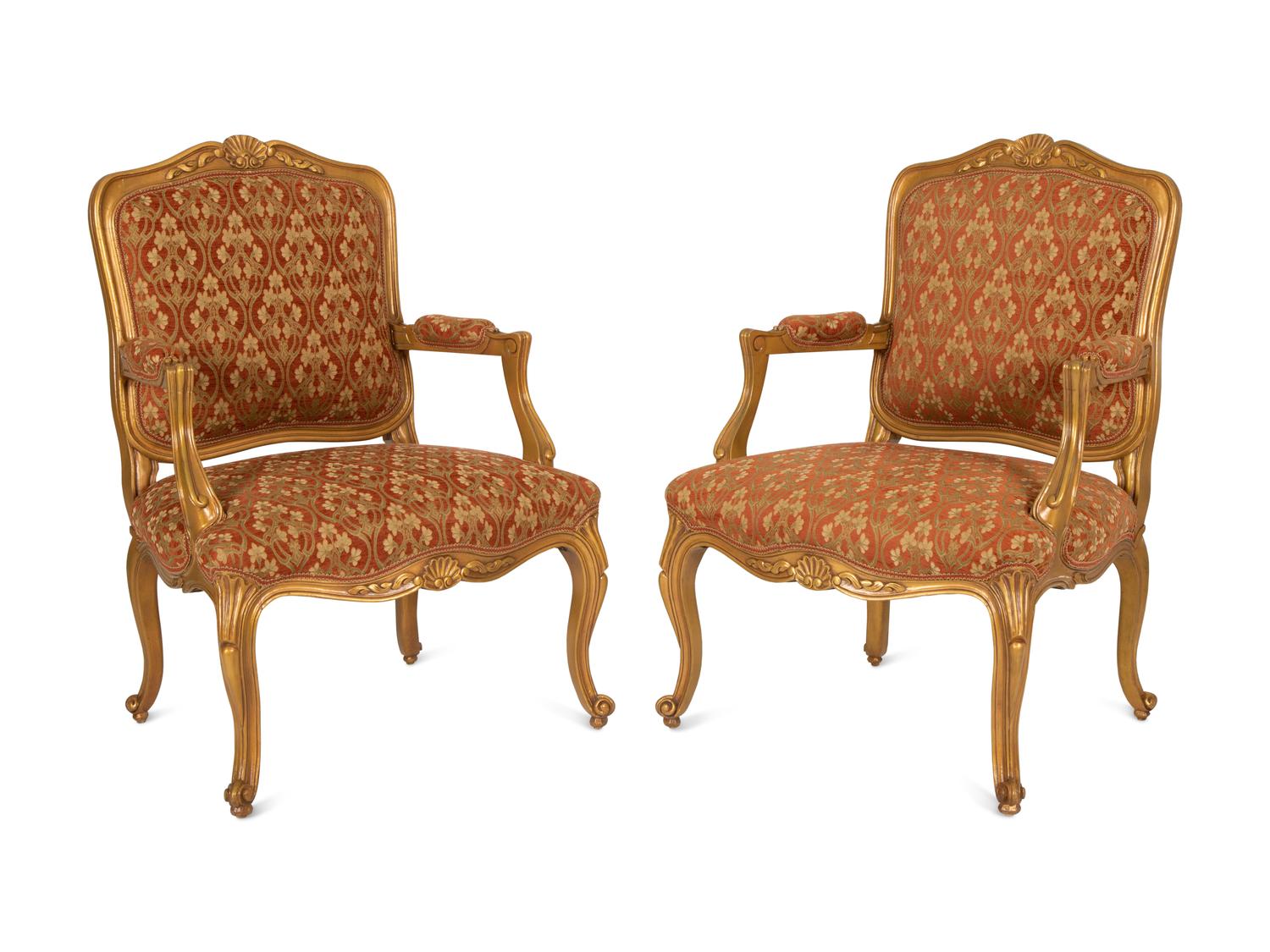 A Pair of Louis XV Style Painted Fauteuils