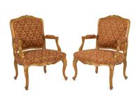 A Pair of Louis XV Style Painted Fauteuils