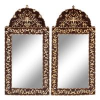 A Pair of Levantine Bone and Mother-of-Pearl Marquetry Mirrors