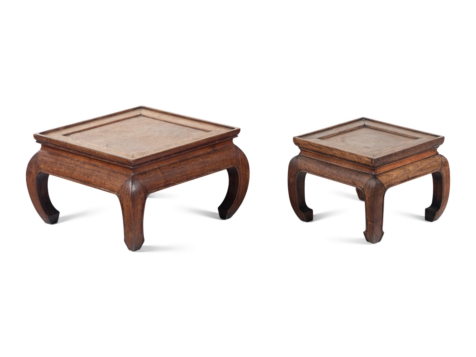 A Set of Two Chinese Huali Wood Square Stands