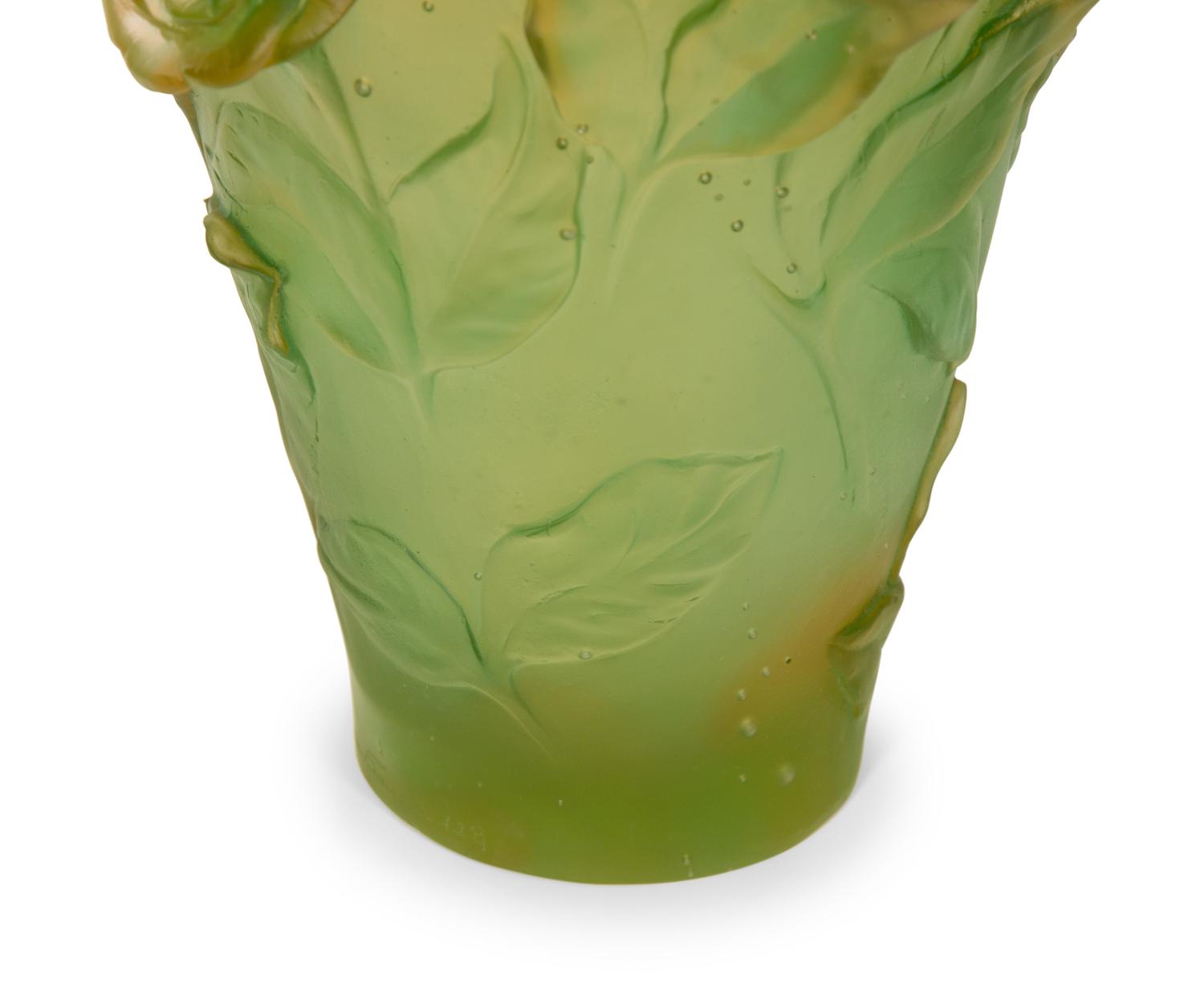 A Daum P â te de Verre Roses Vase