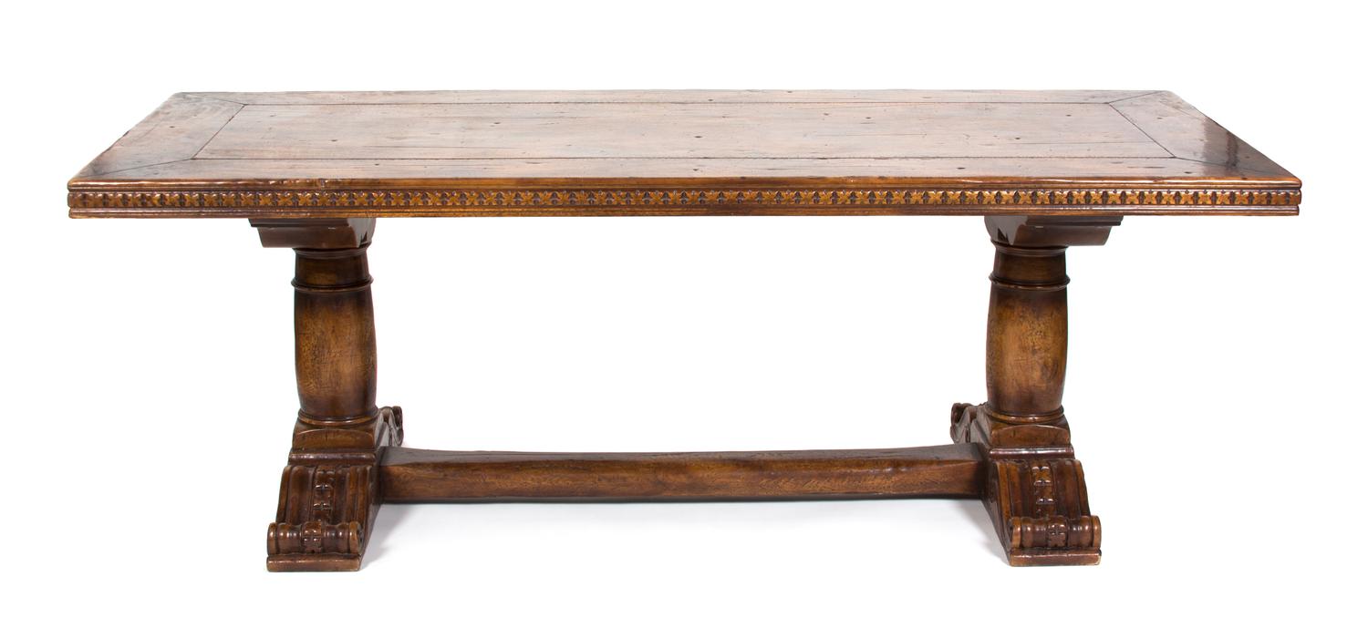 A William IV Style Carved Mahogany Library Table Height 29 1/2 x width 84 1/2 x depth 27 3/4 inches. — 20TH CENTURY