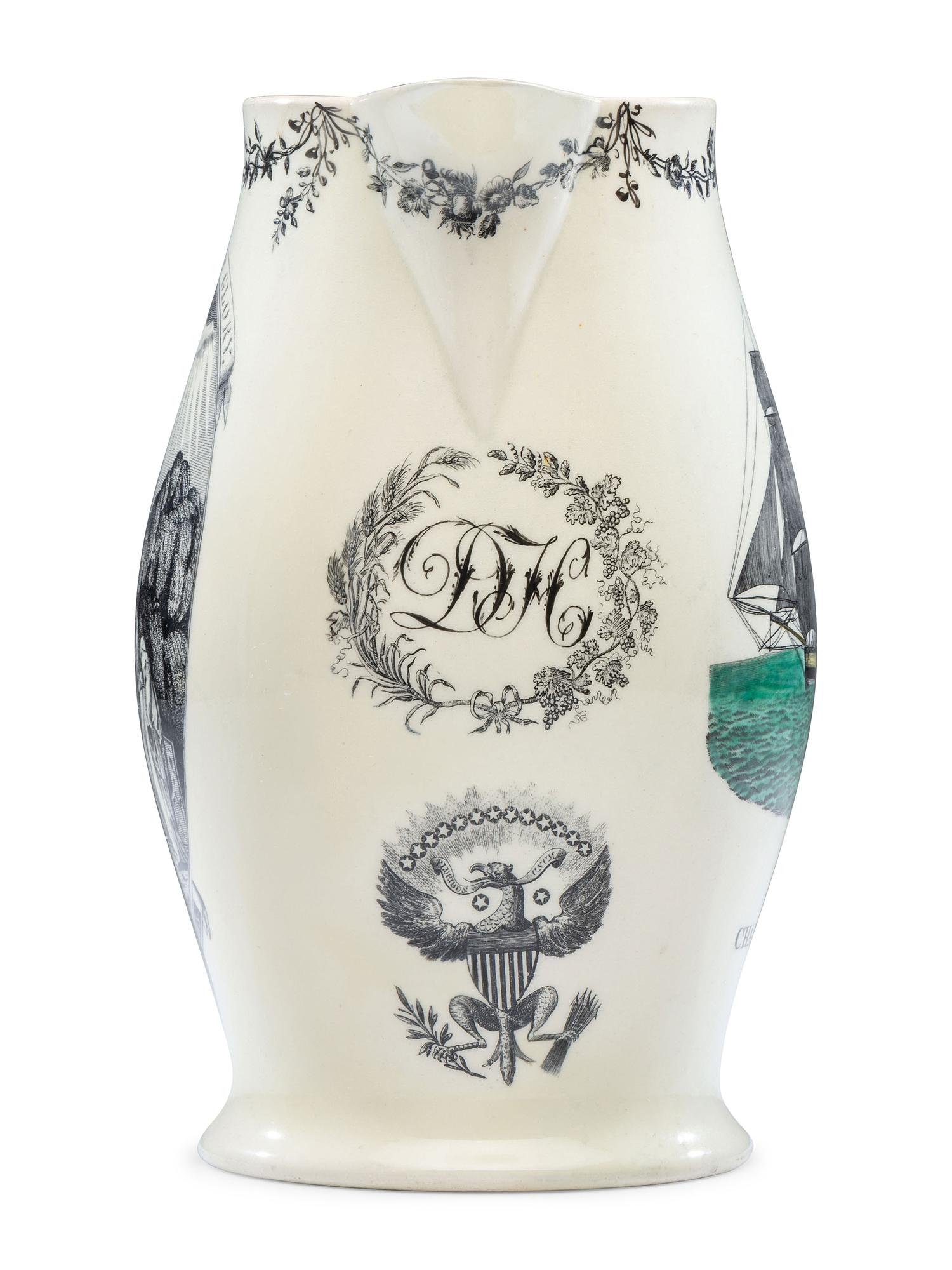 A Liverpool Transfer-Printed Creamware 'Washington in Glory, America in Tears' Pitcher
