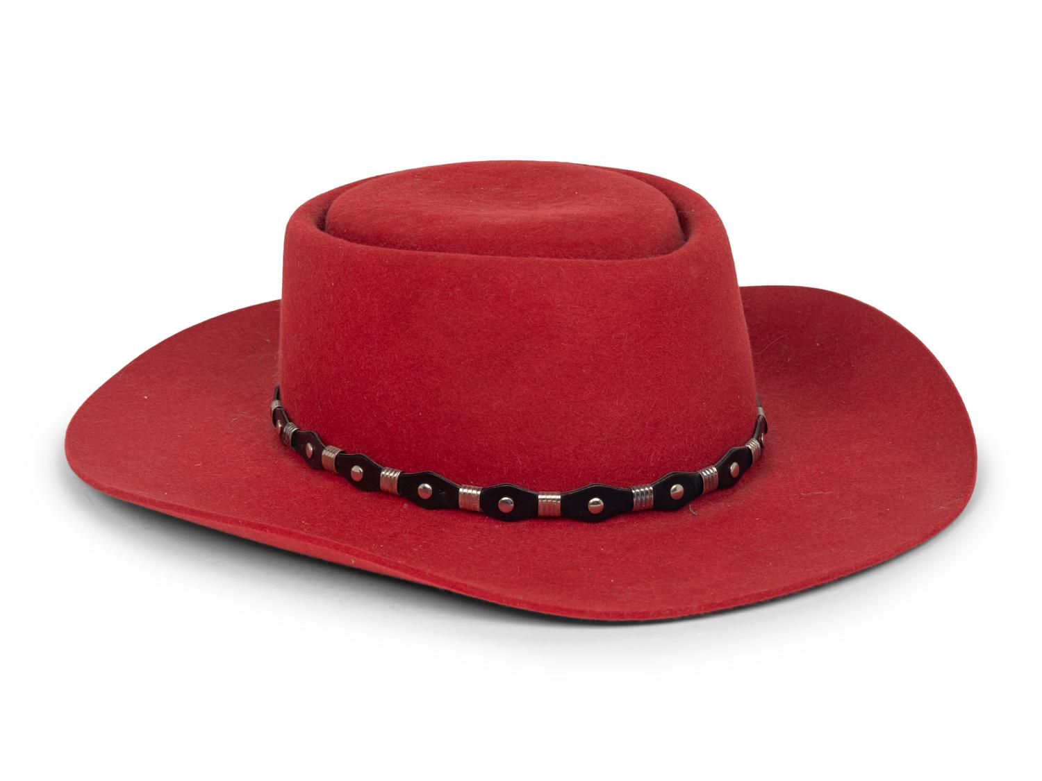 A Felted Hat with Metal Accents