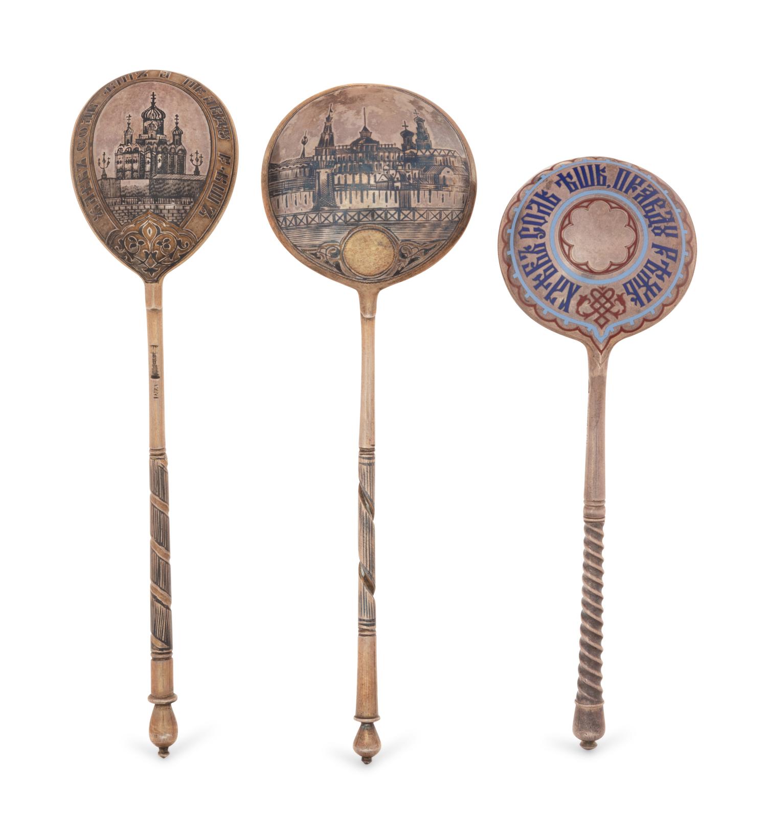 Three Russian Silver Spoons