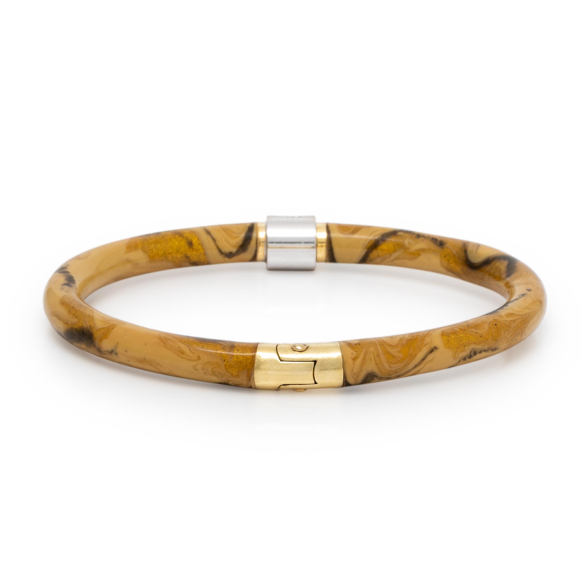 Soho, Enamel, Diamond, and Bicolor Gold Bangle Bracelet