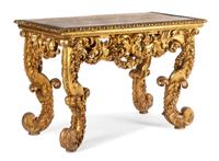 A Continental Giltwood Console Table Height 32 x width 49 1/2 x depth 25 1/2 inches. — 18TH/19TH CENTURY
